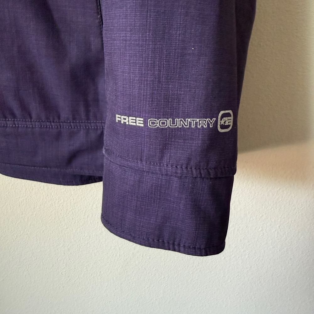 Free Country Womens 2X Purple Hooded Softshell Jacket Faux Fur Fleece Lined Zip - Picture 3 of 6